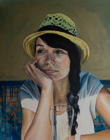 portrait painting woman hat