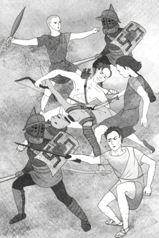 gladiators, childrens, book, illustration